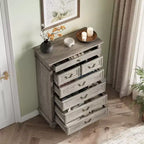 Comò a 7 cassetti, cassettiera moderna in legno, mobile TV con cassetti, organizer in legno con maniglie rustiche per camera da letto, soggiorno, corridoio