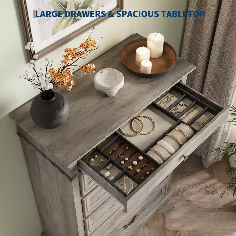 Comò a 7 cassetti, cassettiera moderna in legno, mobile TV con cassetti, organizer in legno con maniglie rustiche per camera da letto, soggiorno, corridoio