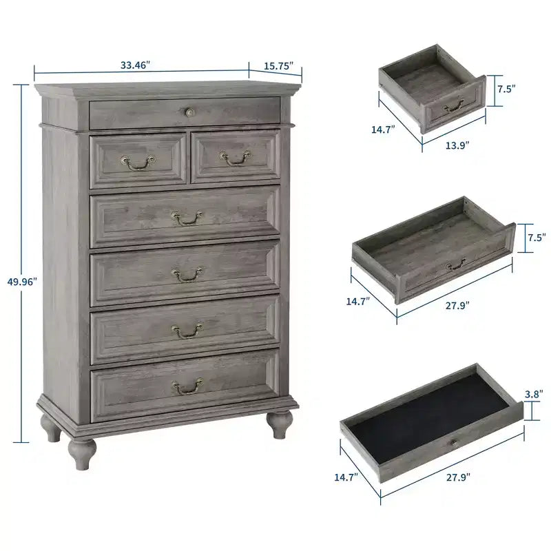 Comò a 7 cassetti, cassettiera moderna in legno, mobile TV con cassetti, organizer in legno con maniglie rustiche per camera da letto, soggiorno, corridoio