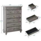 Comò a 7 cassetti, cassettiera moderna in legno, mobile TV con cassetti, organizer in legno con maniglie rustiche per camera da letto, soggiorno, corridoio