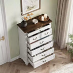 Comò a 7 cassetti, cassettiera moderna in legno, mobile TV con cassetti, organizer in legno con maniglie rustiche per camera da letto, soggiorno, corridoio