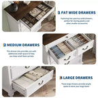 Comò a 7 cassetti, cassettiera moderna in legno, mobile TV con cassetti, organizer in legno con maniglie rustiche per camera da letto, soggiorno, corridoio