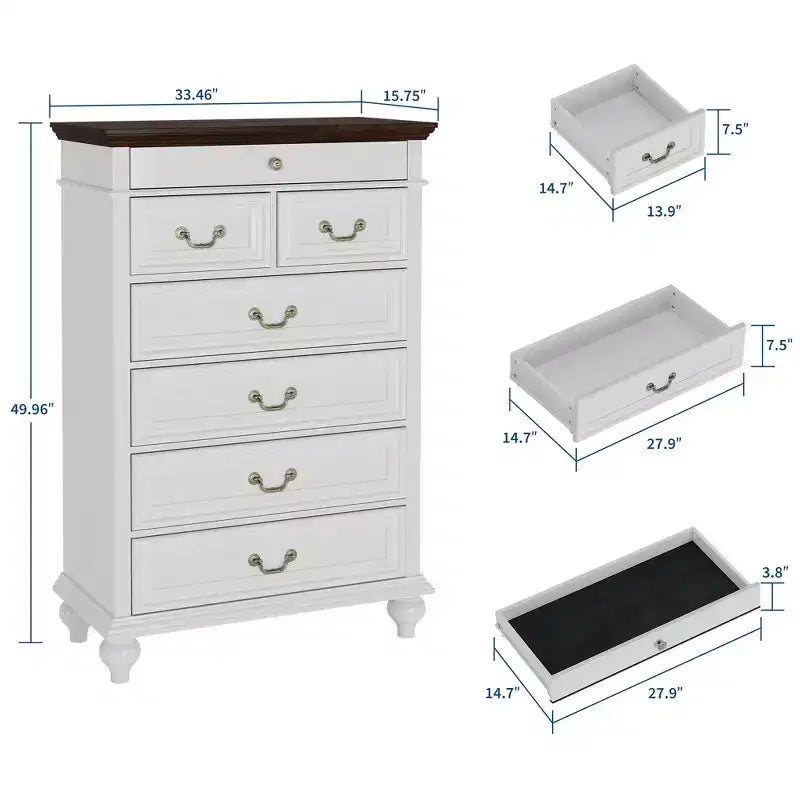 Comò a 7 cassetti, cassettiera moderna in legno, mobile TV con cassetti, organizer in legno con maniglie rustiche per camera da letto, soggiorno, corridoio