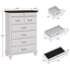 Comò a 7 cassetti, cassettiera moderna in legno, mobile TV con cassetti, organizer in legno con maniglie rustiche per camera da letto, soggiorno, corridoio