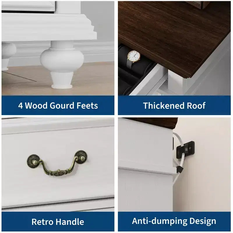 Comò a 7 cassetti, cassettiera moderna in legno, mobile TV con cassetti, organizer in legno con maniglie rustiche per camera da letto, soggiorno, corridoio