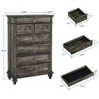 Comò a 7 cassetti, cassettiera moderna in legno, mobile TV con cassetti, organizer in legno con maniglie rustiche per camera da letto, soggiorno, corridoio