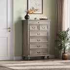 Comò a 7 cassetti, cassettiera moderna in legno, mobile TV con cassetti, organizer in legno con maniglie rustiche per camera da letto, soggiorno, corridoio