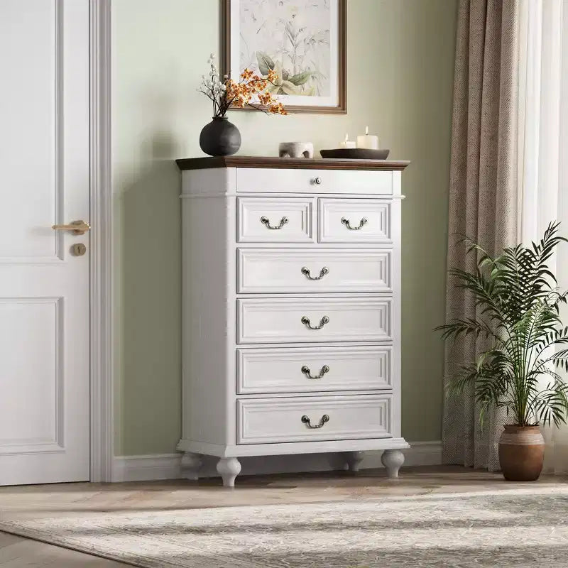Comò a 7 cassetti, cassettiera moderna in legno, mobile TV con cassetti, organizer in legno con maniglie rustiche per camera da letto, soggiorno, corridoio