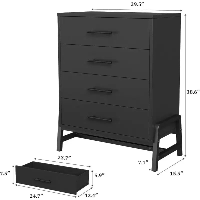 Cassettiera a 4 cassetti per camera da letto, cassettiera moderna con gambe, cassettiera lunga doppia in legno, cassettiera grande per soggiorno, ingresso, corridoio