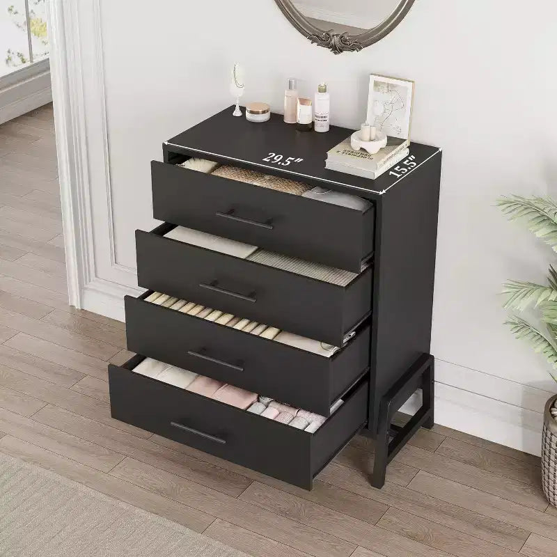 Cassettiera a 4 cassetti per camera da letto, cassettiera moderna con gambe, cassettiera lunga doppia in legno, cassettiera grande per soggiorno, ingresso, corridoio