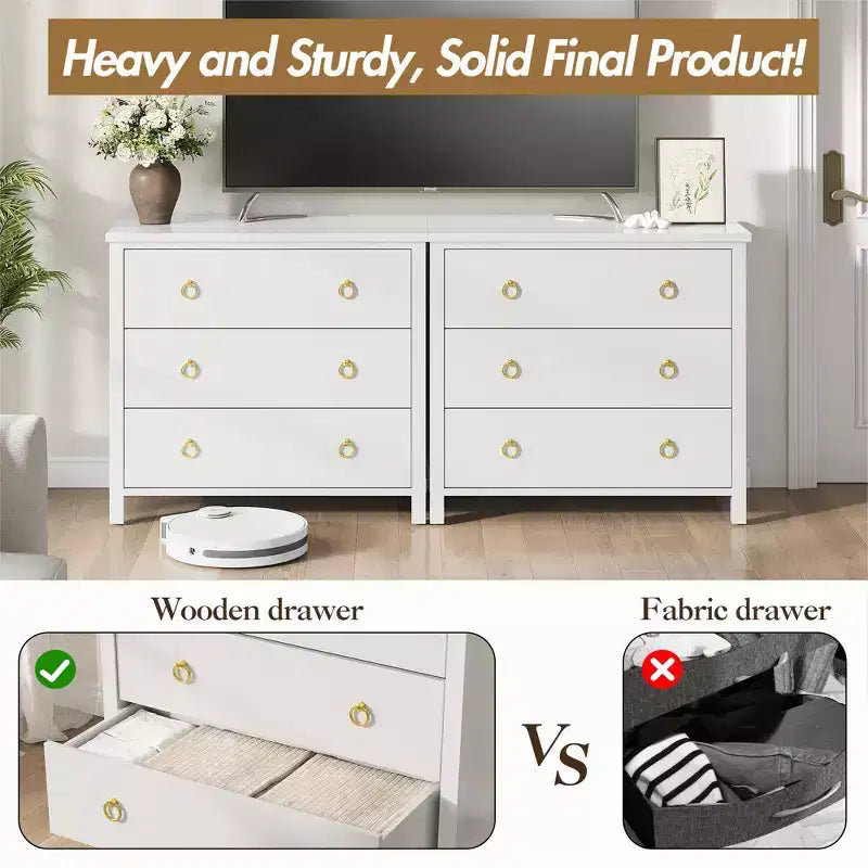 Comò a 7 cassetti, cassettiera moderna in legno, mobile TV con cassetti, organizer in legno con maniglie per camera da letto, soggiorno, corridoio, bianco