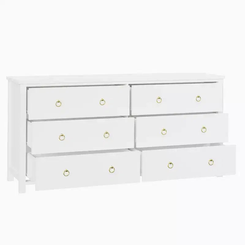 Comò a 7 cassetti, cassettiera moderna in legno, mobile TV con cassetti, organizer in legno con maniglie per camera da letto, soggiorno, corridoio, bianco