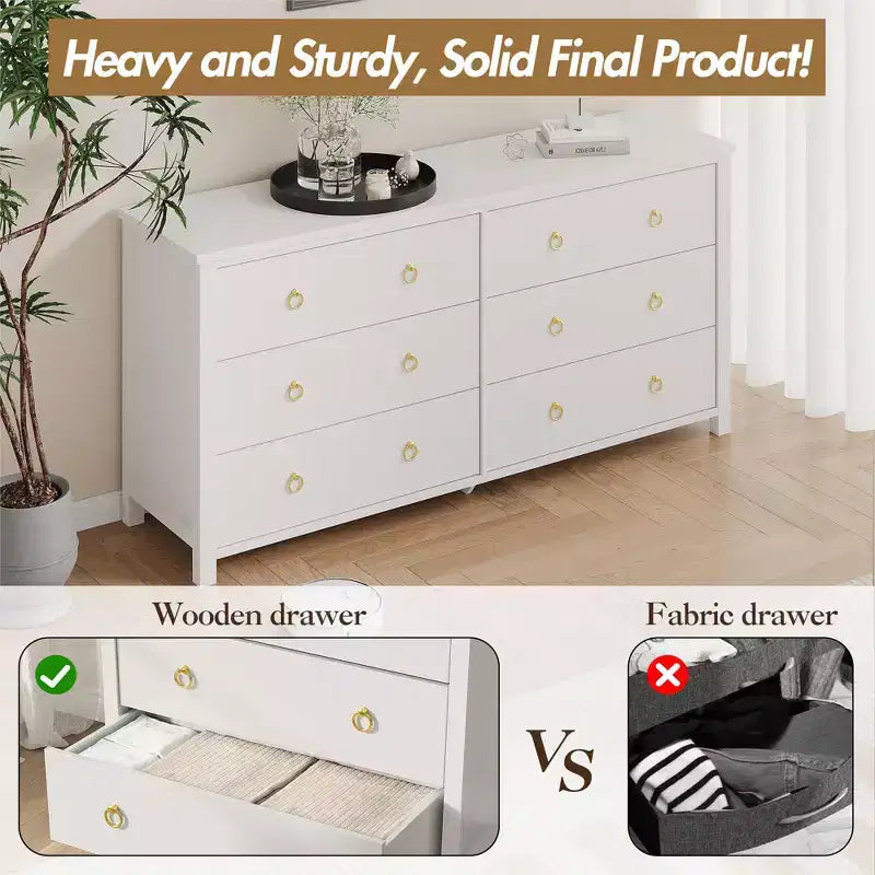 Comò a 7 cassetti, cassettiera moderna in legno, mobile TV con cassetti, organizer in legno con maniglie per camera da letto, soggiorno, corridoio, bianco