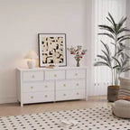 Comò a 7 cassetti, cassettiera moderna in legno, mobile TV con cassetti, organizer in legno con maniglie per camera da letto, soggiorno, corridoio, bianco