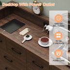 Cassettiera a 8 cassetti, mobile TV da camera da letto con luci a LED e presa di corrente, cassettiera ampia per corridoio, soggiorno, ingresso