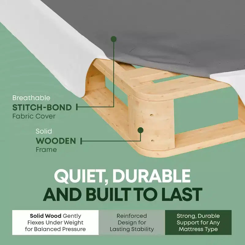 Continental Sleep, rete a molle matrimoniale non assemblata per letto singolo, rete a molle in legno da 10 pollici, imballata piatta, facile da montare, bianca