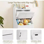 Coolmee Libreria in Legno per Bambini da 121,4 cm con Coperchio a Scomparsa, Organizzatore per Giocattoli per Bambini e Bambine per Sala Giochi, Camera da Letto, Asilo Nido e Scuola Materna