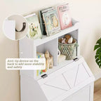 Coolmee Libreria in Legno per Bambini da 121,4 cm con Coperchio a Scomparsa, Organizzatore per Giocattoli per Bambini e Bambine per Sala Giochi, Camera da Letto, Asilo Nido e Scuola Materna