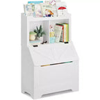 Coolmee Libreria in Legno per Bambini da 121,4 cm con Coperchio a Scomparsa, Organizzatore per Giocattoli per Bambini e Bambine per Sala Giochi, Camera da Letto, Asilo Nido e Scuola Materna