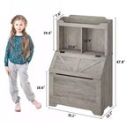 Coolmee Libreria in Legno per Bambini da 121,4 cm con Coperchio a Scomparsa, Organizzatore per Giocattoli per Bambini e Bambine per Sala Giochi, Camera da Letto, Asilo Nido e Scuola Materna