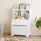 Coolmee Libreria in Legno per Bambini da 121,4 cm con Coperchio a Scomparsa, Organizzatore per Giocattoli per Bambini e Bambine per Sala Giochi, Camera da Letto, Asilo Nido e Scuola Materna
