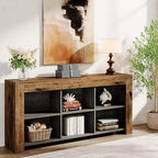 Bibliothèque horizontale Lantine, organiseur de rangement à 6 cubes, longue étagère, large console de rangement pour le bureau à domicile, le salon
