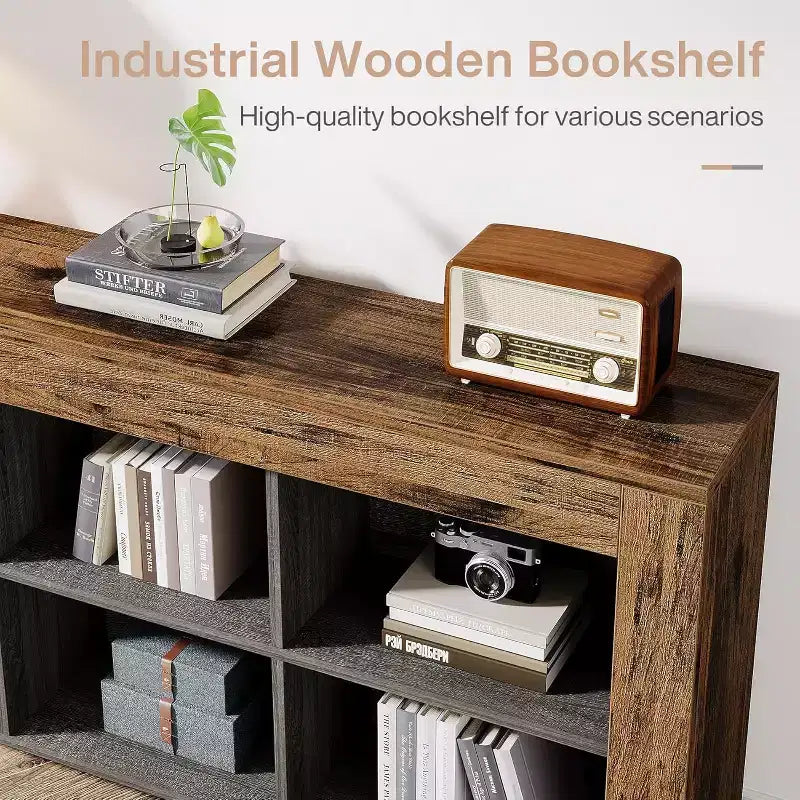 Bibliothèque horizontale Lantine, organiseur de rangement à 6 cubes, longue étagère, large console de rangement pour le bureau à domicile, le salon
