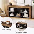 Bibliothèque horizontale Lantine, organiseur de rangement à 6 cubes, longue étagère, large console de rangement pour le bureau à domicile, le salon