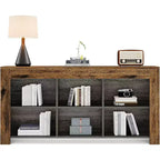 Bibliothèque horizontale Lantine, organiseur de rangement à 6 cubes, longue étagère, large console de rangement pour le bureau à domicile, le salon