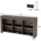 Bibliothèque horizontale Lantine, organiseur de rangement à 6 cubes, longue étagère, large console de rangement pour le bureau à domicile, le salon