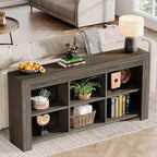 Bibliothèque horizontale Lantine, organiseur de rangement à 6 cubes, longue étagère, large console de rangement pour le bureau à domicile, le salon