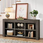 Bibliothèque horizontale Lantine, organiseur de rangement à 6 cubes, longue étagère, large console de rangement pour le bureau à domicile, le salon
