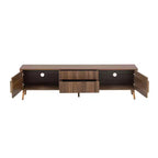 Meuble TV Homy Casa Mid-Century Noyer avec Cadre Massif et Rangement Fermé pour Salon