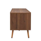 Meuble TV Homy Casa Mid-Century Noyer avec Cadre Massif et Rangement Fermé pour Salon