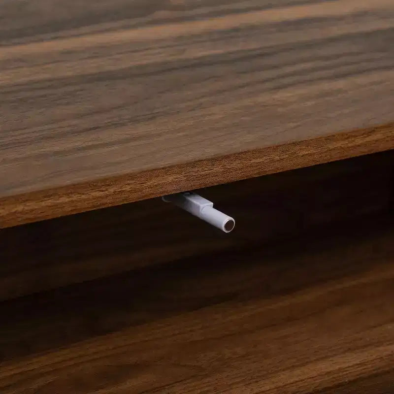 Meuble TV Homy Casa Mid-Century Noyer avec Cadre Massif et Rangement Fermé pour Salon