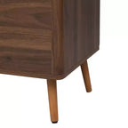 Meuble TV Homy Casa Mid-Century Noyer avec Cadre Massif et Rangement Fermé pour Salon