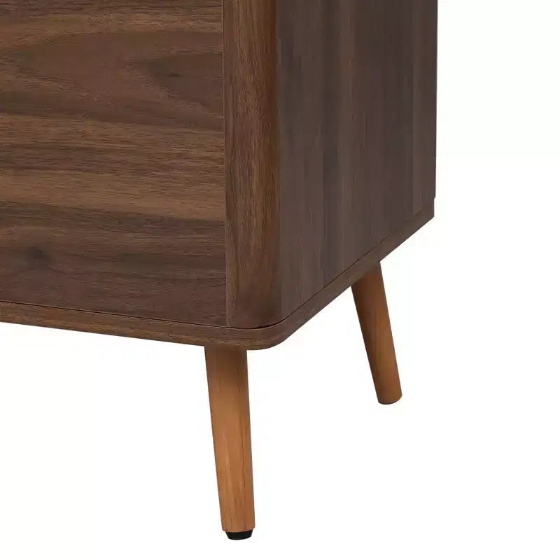 Meuble TV Homy Casa Mid-Century Noyer avec Cadre Massif et Rangement Fermé pour Salon