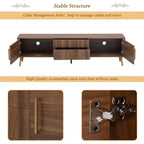 Meuble TV Homy Casa Mid-Century Noyer avec Cadre Massif et Rangement Fermé pour Salon