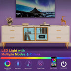 Mobile TV Illuminato a LED per Televisori da 55-75 Pollici, Centro Intrattenimento Moderno con Cassetti e Ripiani, Ante in Vetro, Arredamento Soggiorno