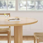 Tavolo da pranzo 67 con base in rattan, adatto per cucina-sala da pranzo per 6 persone