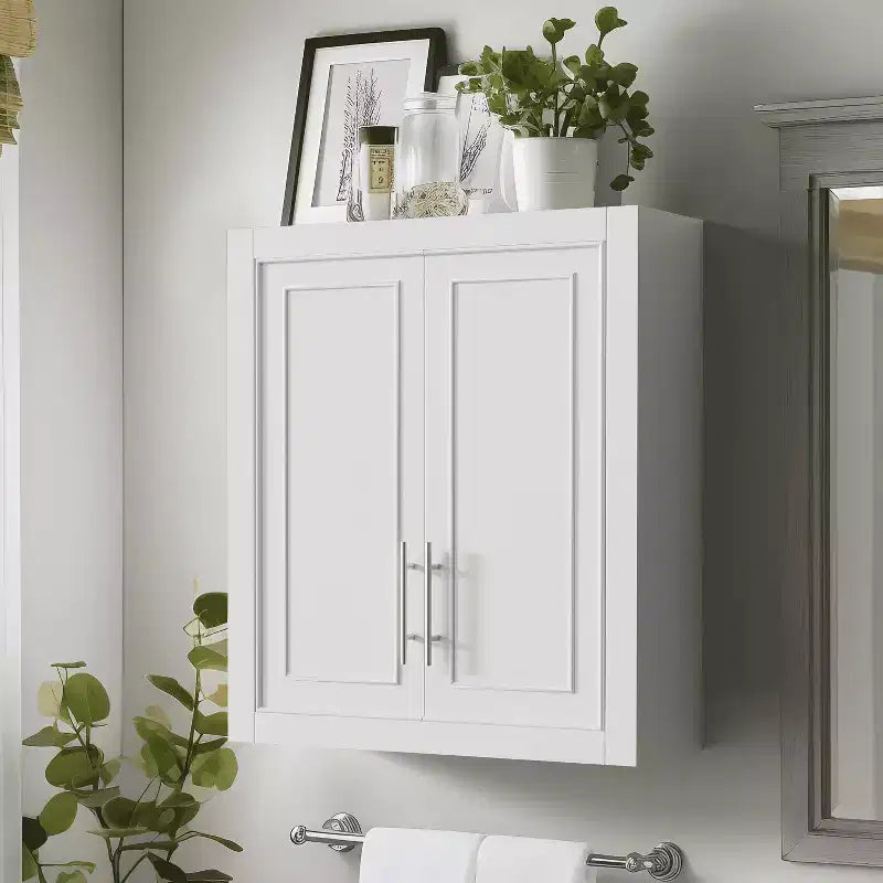 MAYEERTY Bathroom Storage Cabinet Wooden Wall-Mounted Cabinets for Home, Small Space, White, 26*22*8in