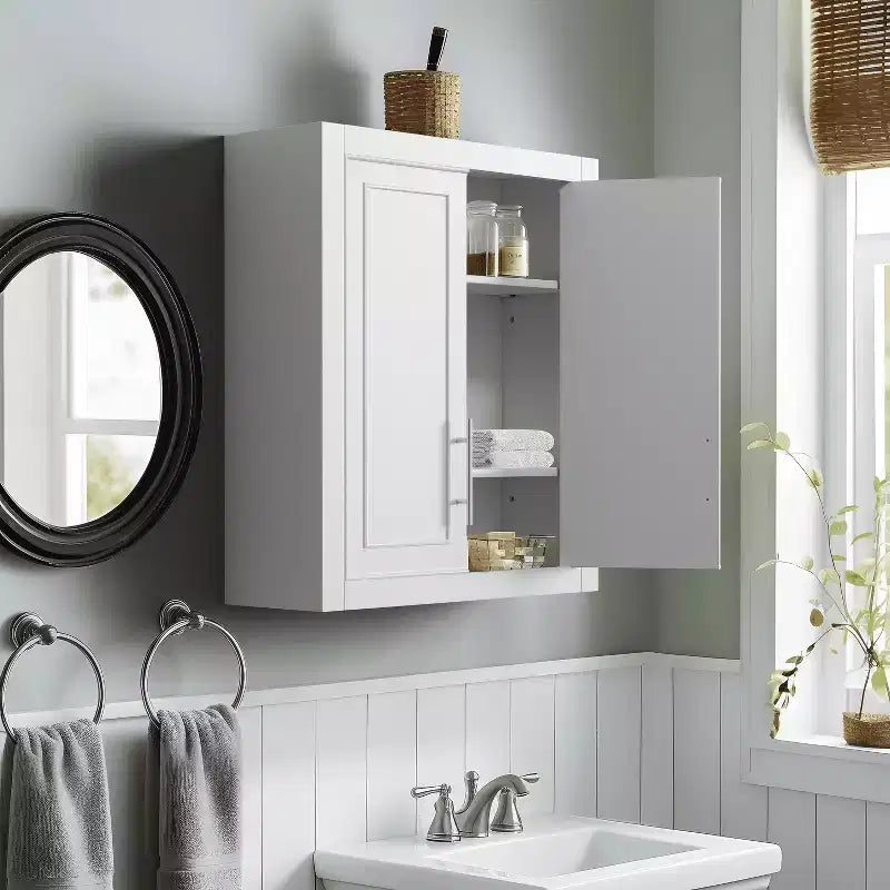 Mobiletto da bagno MAYEERTY, mobiletti da parete in legno per casa, piccoli spazi, bianco, 26*22*8in