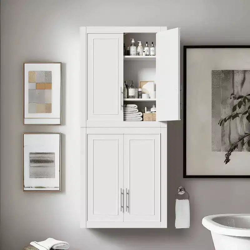 Mobiletto da bagno MAYEERTY, mobiletti da parete in legno per casa, piccoli spazi, bianco, 26*22*8in