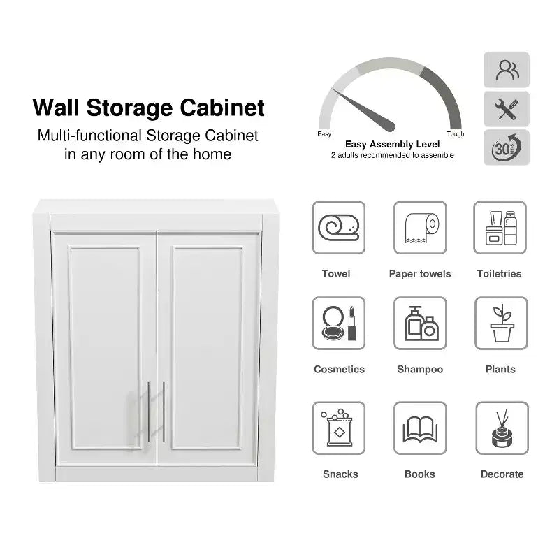 Mobiletto da bagno MAYEERTY, mobiletti da parete in legno per casa, piccoli spazi, bianco, 26*22*8in