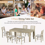 GDFStudio Louisa Set da Pranzo in Legno Estensibile da 7 Pezzi con Sedie Imbottite