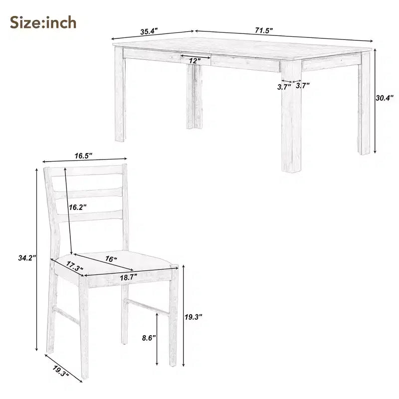GDFStudio Louisa Set da Pranzo in Legno Estensibile da 7 Pezzi con Sedie Imbottite