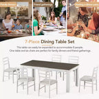 GDFStudio Louisa Set da Pranzo in Legno Estensibile da 7 Pezzi con Sedie Imbottite