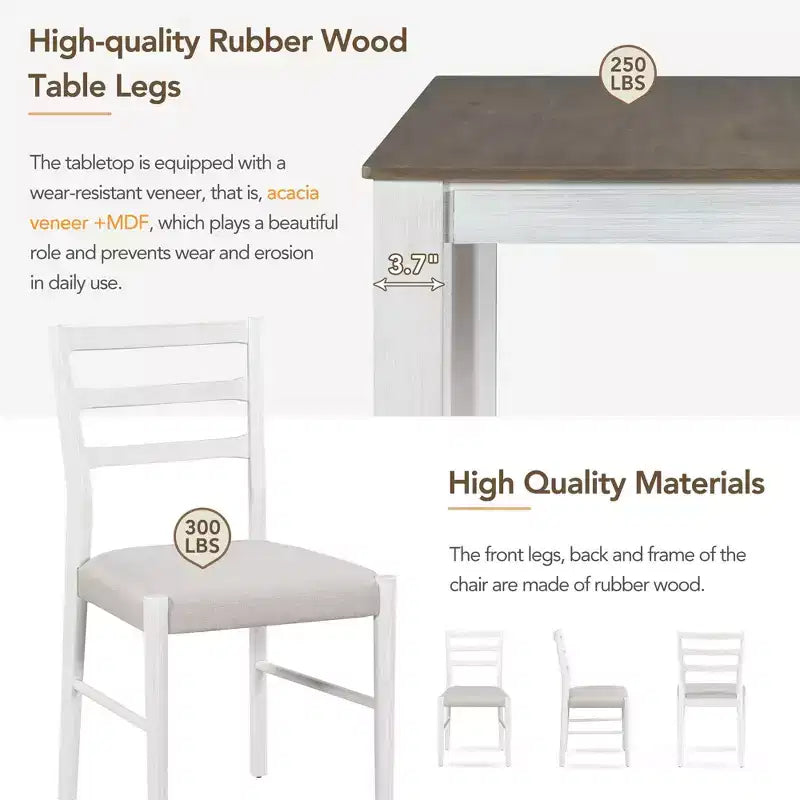 GDFStudio Louisa Set da Pranzo in Legno Estensibile da 7 Pezzi con Sedie Imbottite