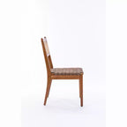 GDFStudio Karter Sedia da pranzo moderna in legno di caucciù e similpelle con schienale in rattan (set da 2)