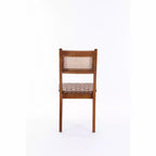 GDFStudio Karter Sedia da pranzo moderna in legno di caucciù e similpelle con schienale in rattan (set da 2)
